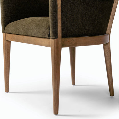 Colston Dining Chair by Four Hands in sutton olive. Made from 100% polyester, solid parawood in a modern style.