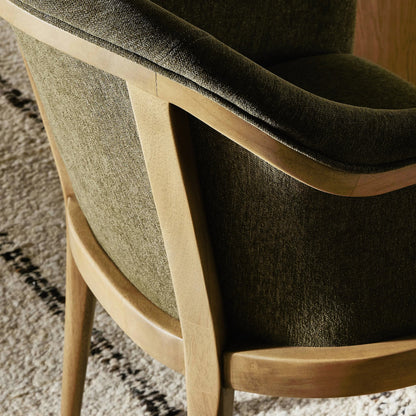 Colston Dining Chair by Four Hands in sutton olive. Made from 100% polyester, solid parawood in a modern style.