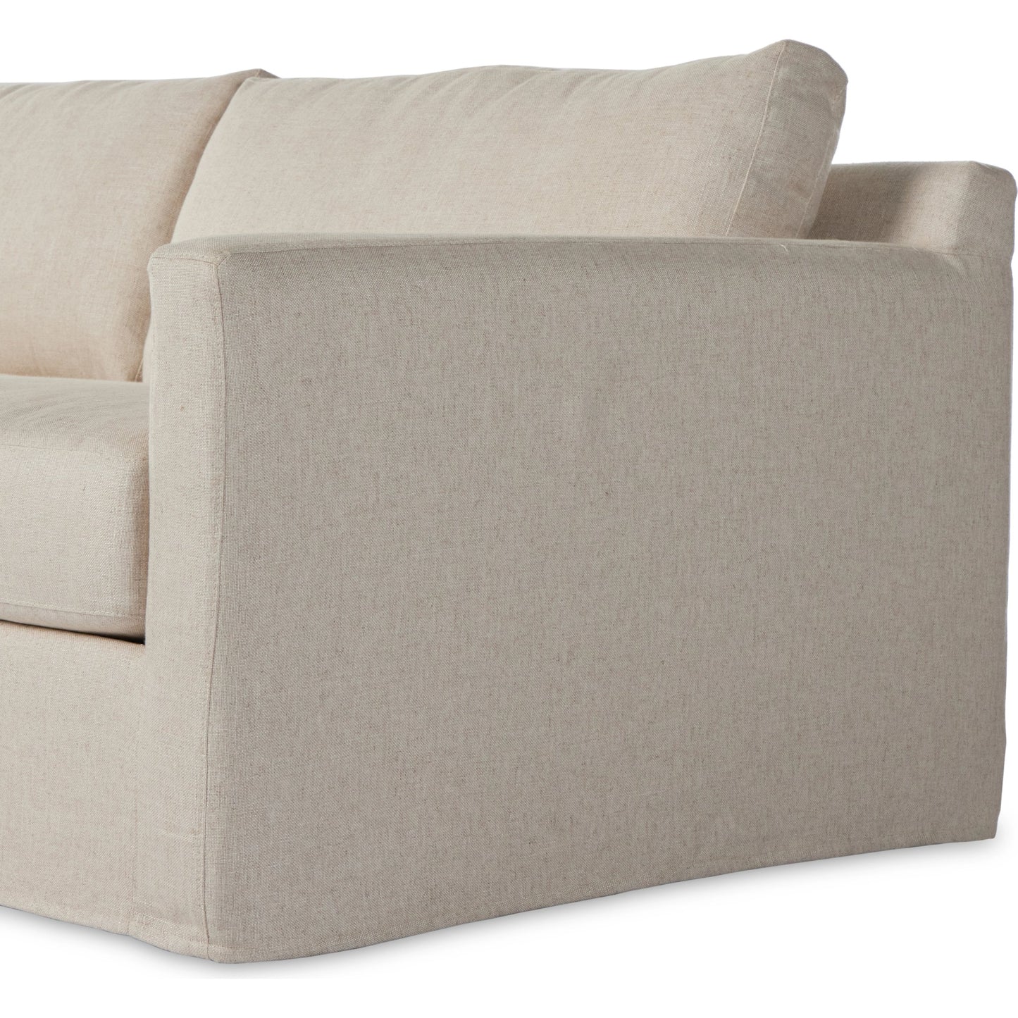 023 SI-2001425 | Closeup | Hampton 2-Piece Slipcover Sectional by Four Hands. Made from 51% rayon, 22% linen, 16% polyester, 11% cotton, pine plywood, 100% polyester in a modern style.