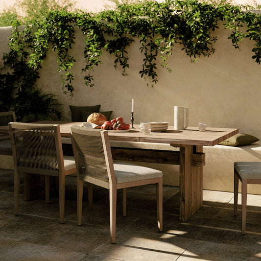 Brandy Outdoor Dining TABLE-92" by Four Hands in reclaimed natural fsc. Made from solid fsc® reclaimed teak in a modern style.