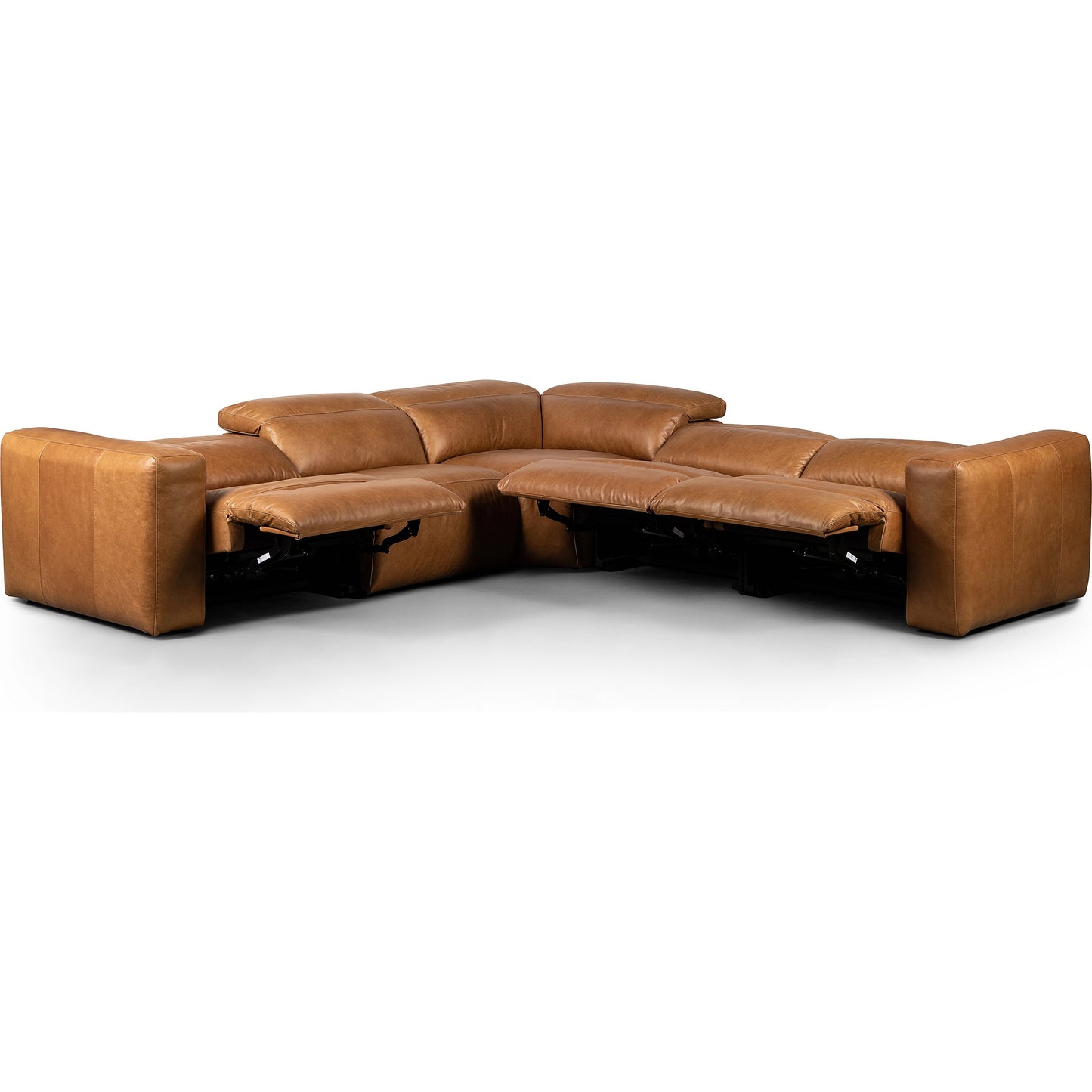 007 SI-2001827 | Additional Silo | Radley Power Recliner 5-Piece Sectional by Four Hands in sonoma butterscotch. Made from top grain leather, 100% polyester fiber, eucalyptus plywood in a modern style.