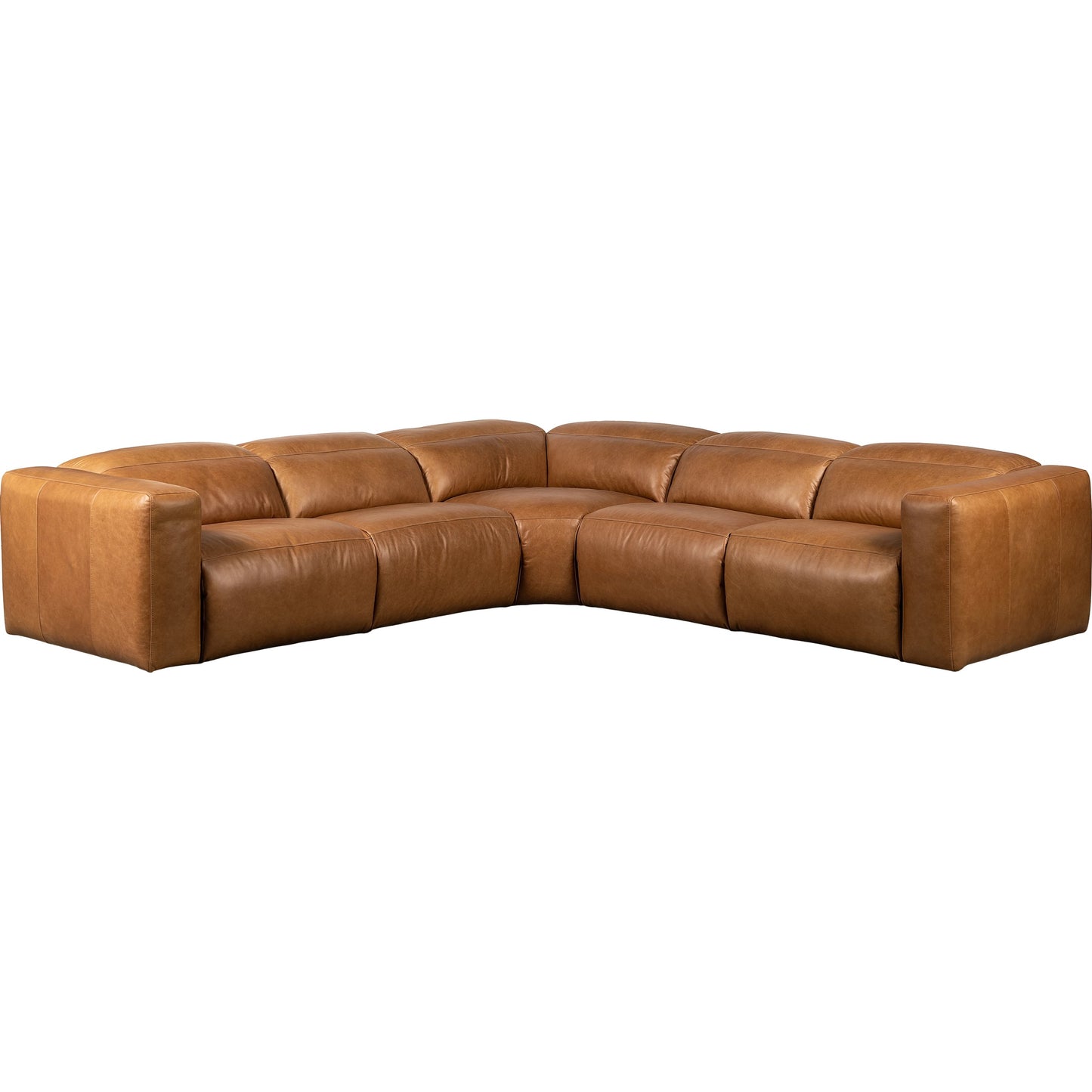 001 SI-2001827 | Primary Silo | Radley Power Recliner 5-Piece Sectional by Four Hands in sonoma butterscotch. Made from top grain leather, 100% polyester fiber, eucalyptus plywood in a modern style.