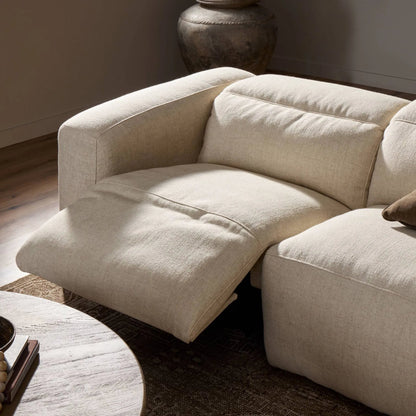 Radley Power Recliner 5-Piece Sectional by Four Hands in sonoma butterscotch. Made from top grain leather, 100% polyester fiber, eucalyptus plywood in a modern style.