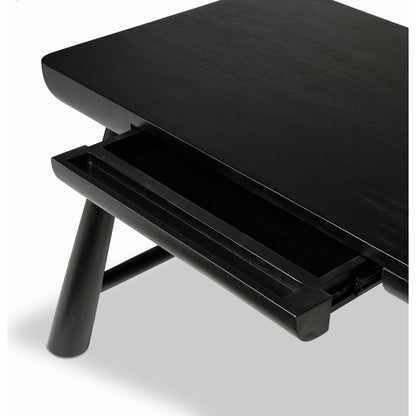 Lorik Desk by Four Hands in worn black acacia. Made from solid acacia in a modern style.