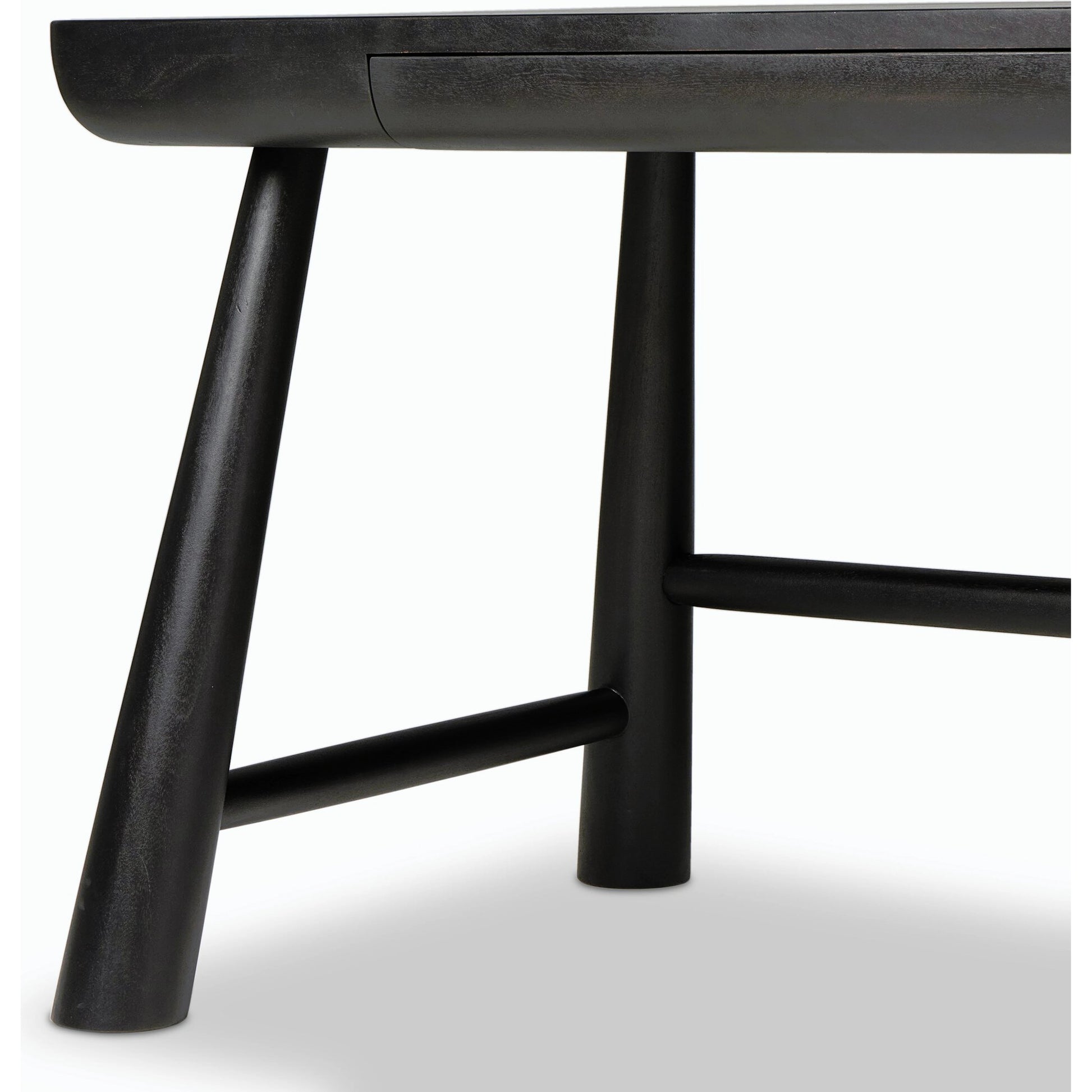 Lorik Desk by Four Hands in worn black acacia. Made from solid acacia in a modern style.