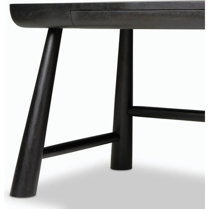 Lorik Desk by Four Hands in worn black acacia. Made from solid acacia in a modern style.