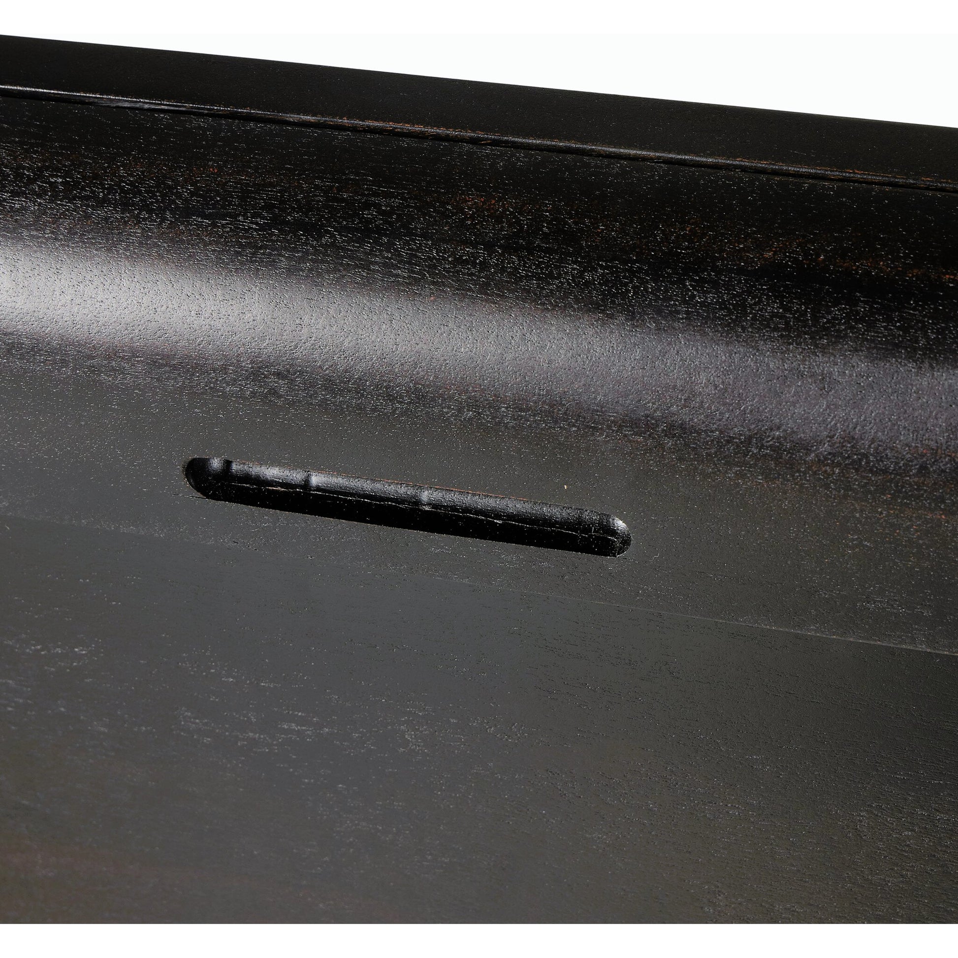 Lorik Desk by Four Hands in worn black acacia. Made from solid acacia in a modern style.