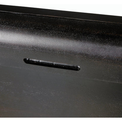 Lorik Desk by Four Hands in worn black acacia. Made from solid acacia in a modern style.