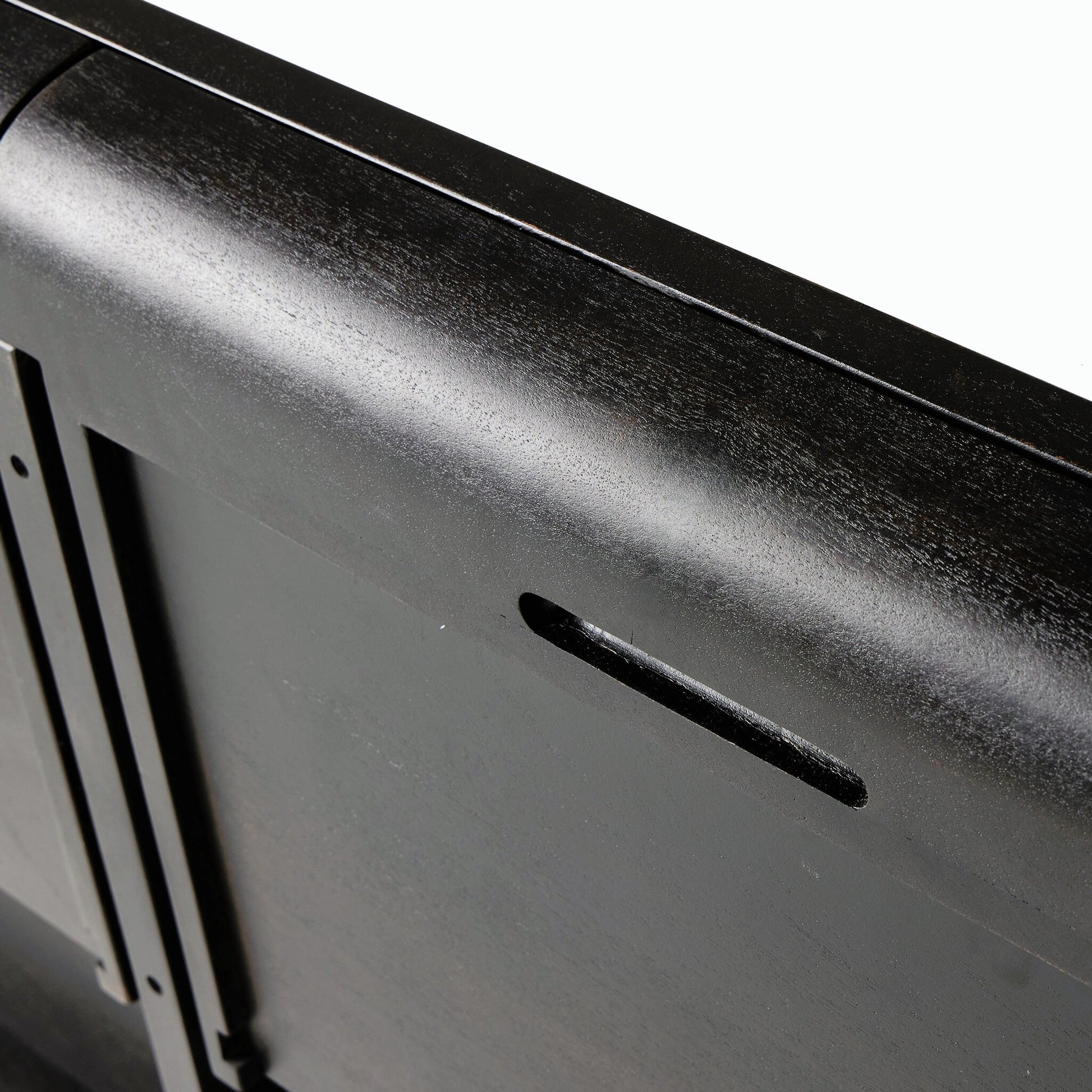 Lorik Desk by Four Hands in worn black acacia. Made from solid acacia in a modern style.