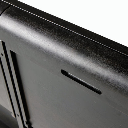 Lorik Desk by Four Hands in worn black acacia. Made from solid acacia in a modern style.