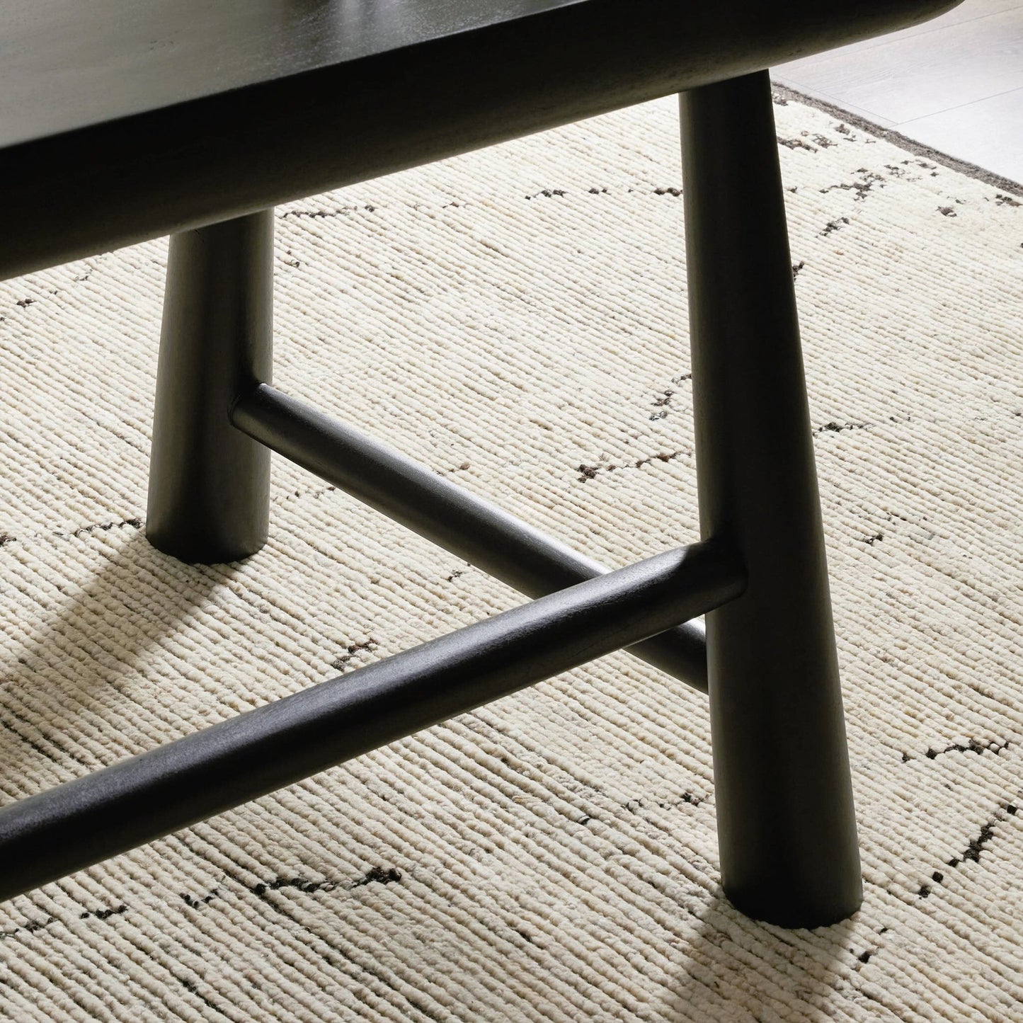 012 SI-2158282 | Closeup | Lorik Desk by Four Hands in worn black acacia. Made from solid acacia in a modern style.