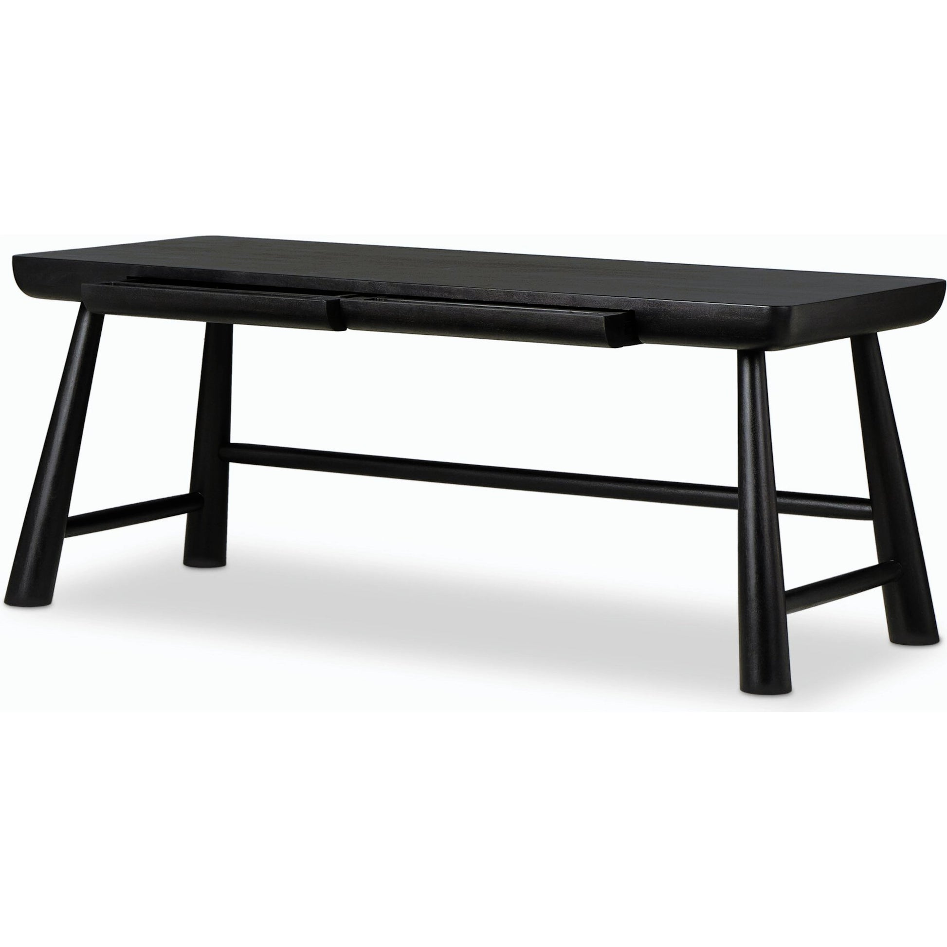 Lorik Desk by Four Hands in worn black acacia. Made from solid acacia in a modern style.