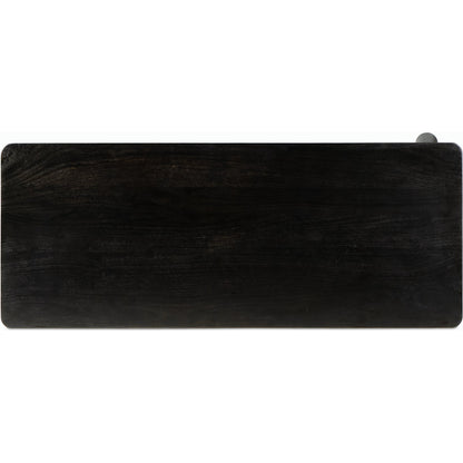 Lorik Desk by Four Hands in worn black acacia. Made from solid acacia in a modern style.