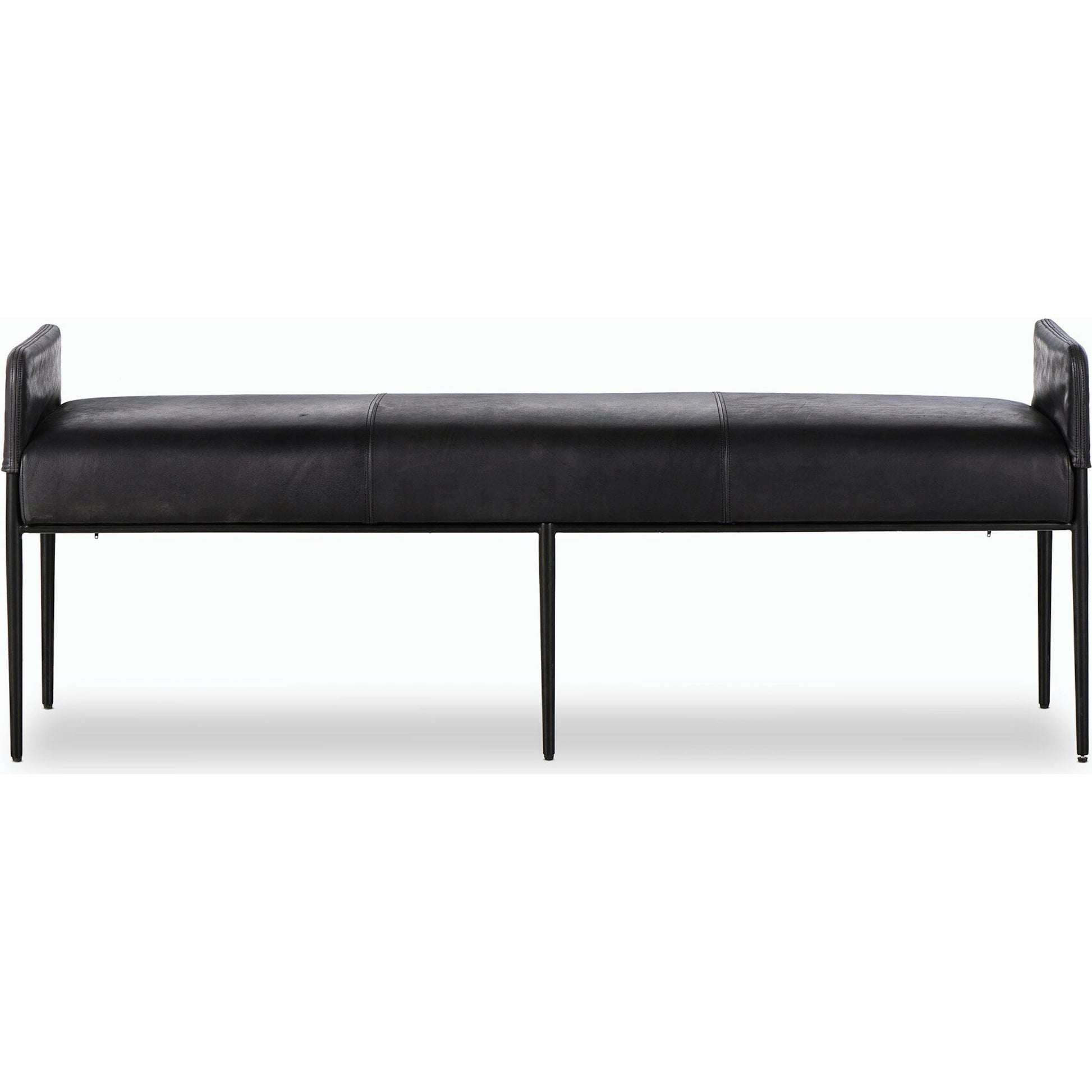 Brickel Backless Bench by Four Hands in heirloom black. Made from top grain leather, iron, 100% polyester in a modern style.