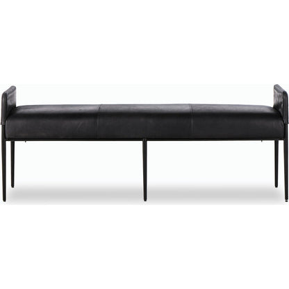Brickel Backless Bench by Four Hands in heirloom black. Made from top grain leather, iron, 100% polyester in a modern style.