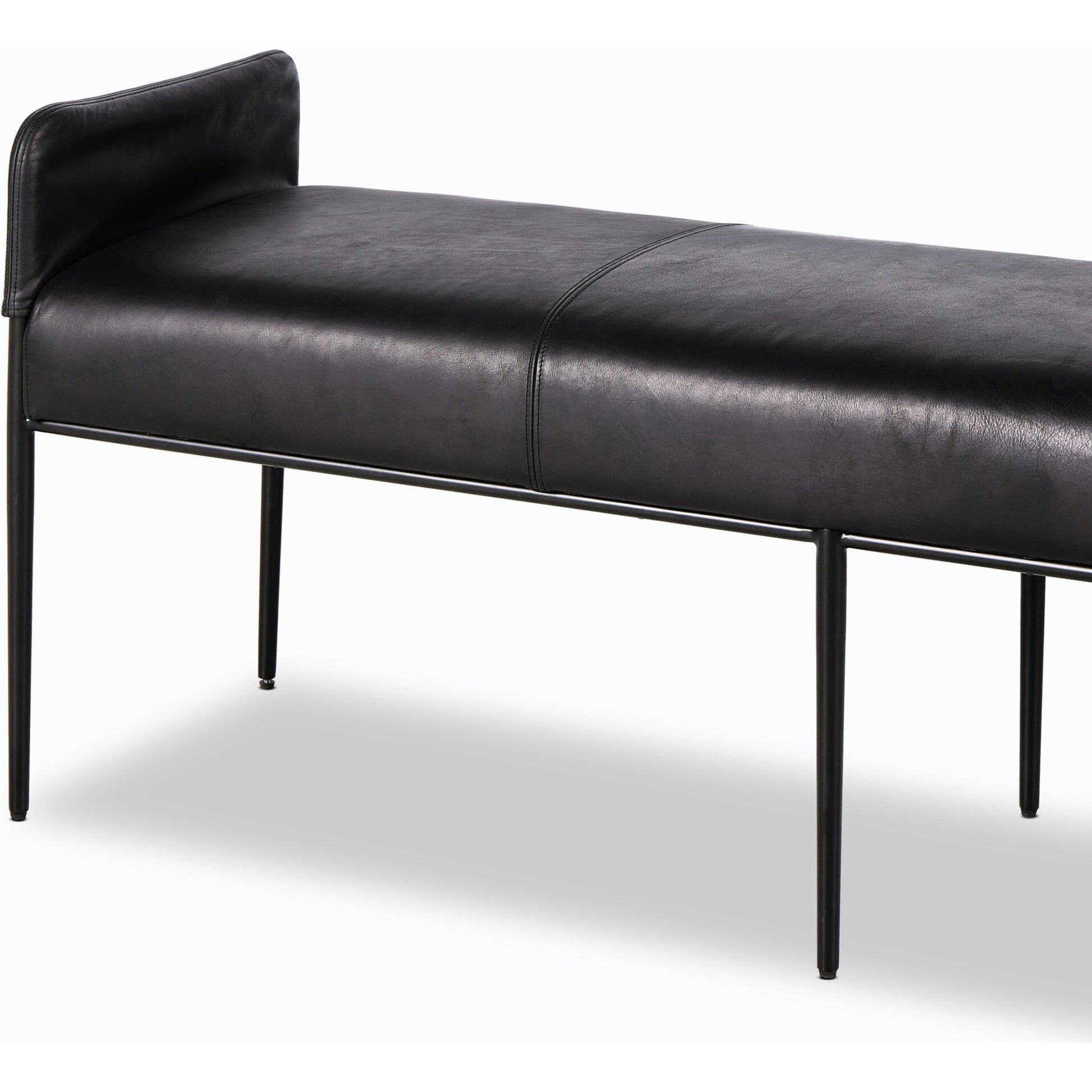 Brickel Backless Bench by Four Hands in heirloom black. Made from top grain leather, iron, 100% polyester in a modern style.