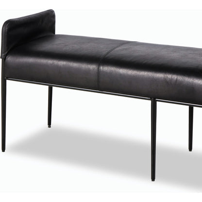 Brickel Backless Bench by Four Hands in heirloom black. Made from top grain leather, iron, 100% polyester in a modern style.