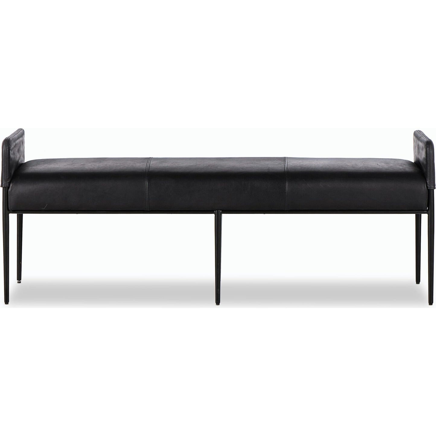 002 SI-2158070 | Additional Silo | Brickel Backless Bench by Four Hands in heirloom black. Made from top grain leather, iron, 100% polyester in a modern style.