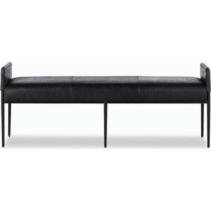 Brickel Backless Bench by Four Hands in heirloom black. Made from top grain leather, iron, 100% polyester in a modern style.