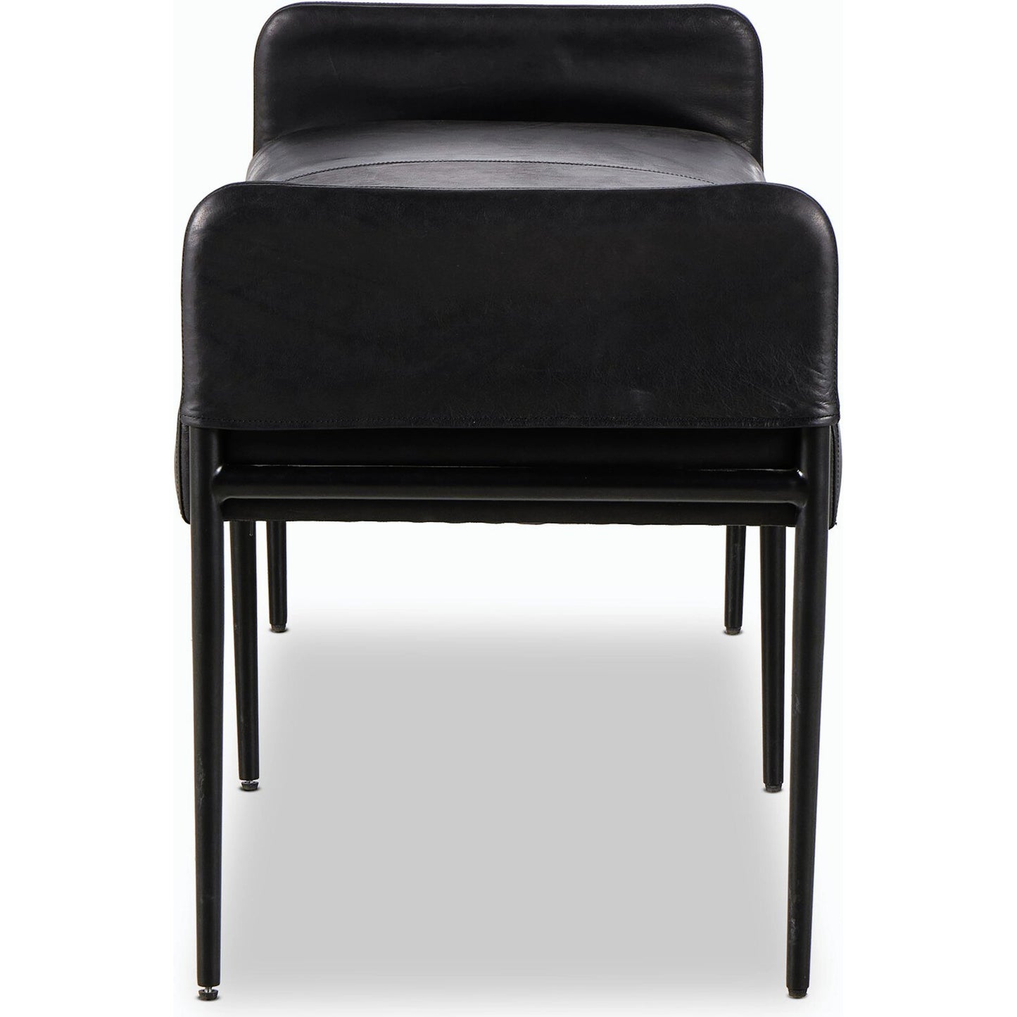 003 SI-2158070 | Additional Silo | Brickel Backless Bench by Four Hands in heirloom black. Made from top grain leather, iron, 100% polyester in a modern style.