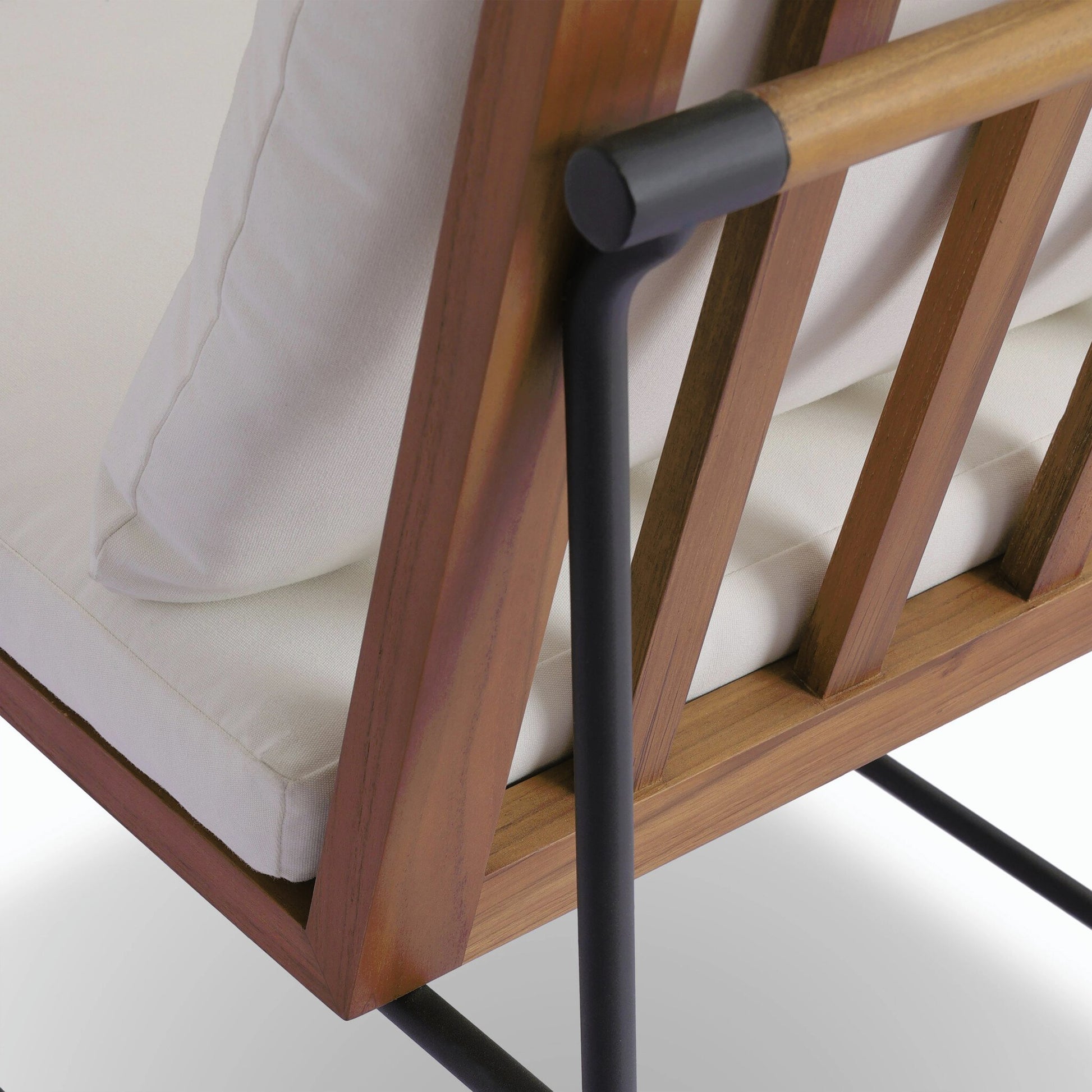 Crete Outdoor Dining Chair by Four Hands. Made from 100% acrylic, iron, solid teak in a modern style.