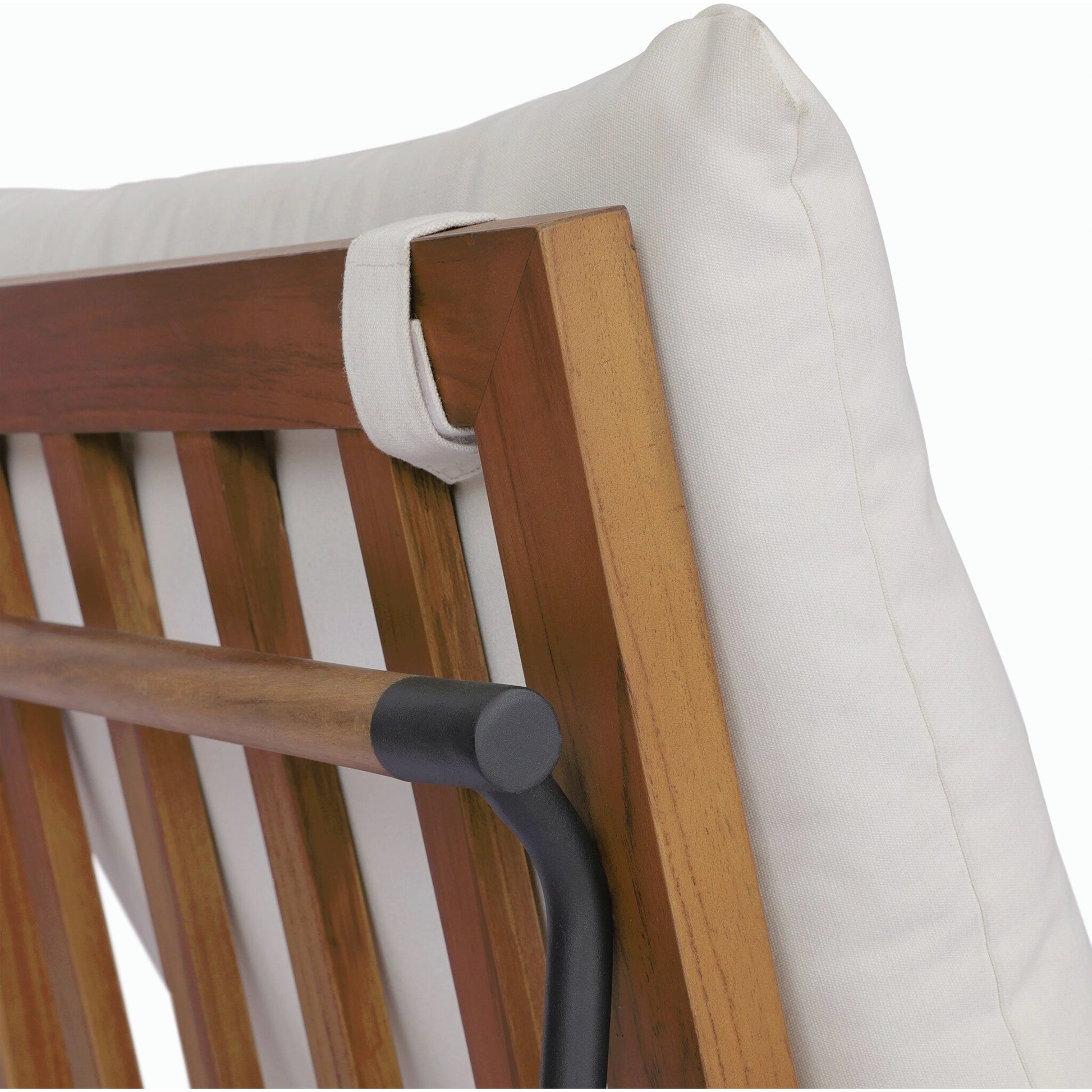 Crete Outdoor Dining Chair by Four Hands. Made from 100% acrylic, iron, solid teak in a modern style.