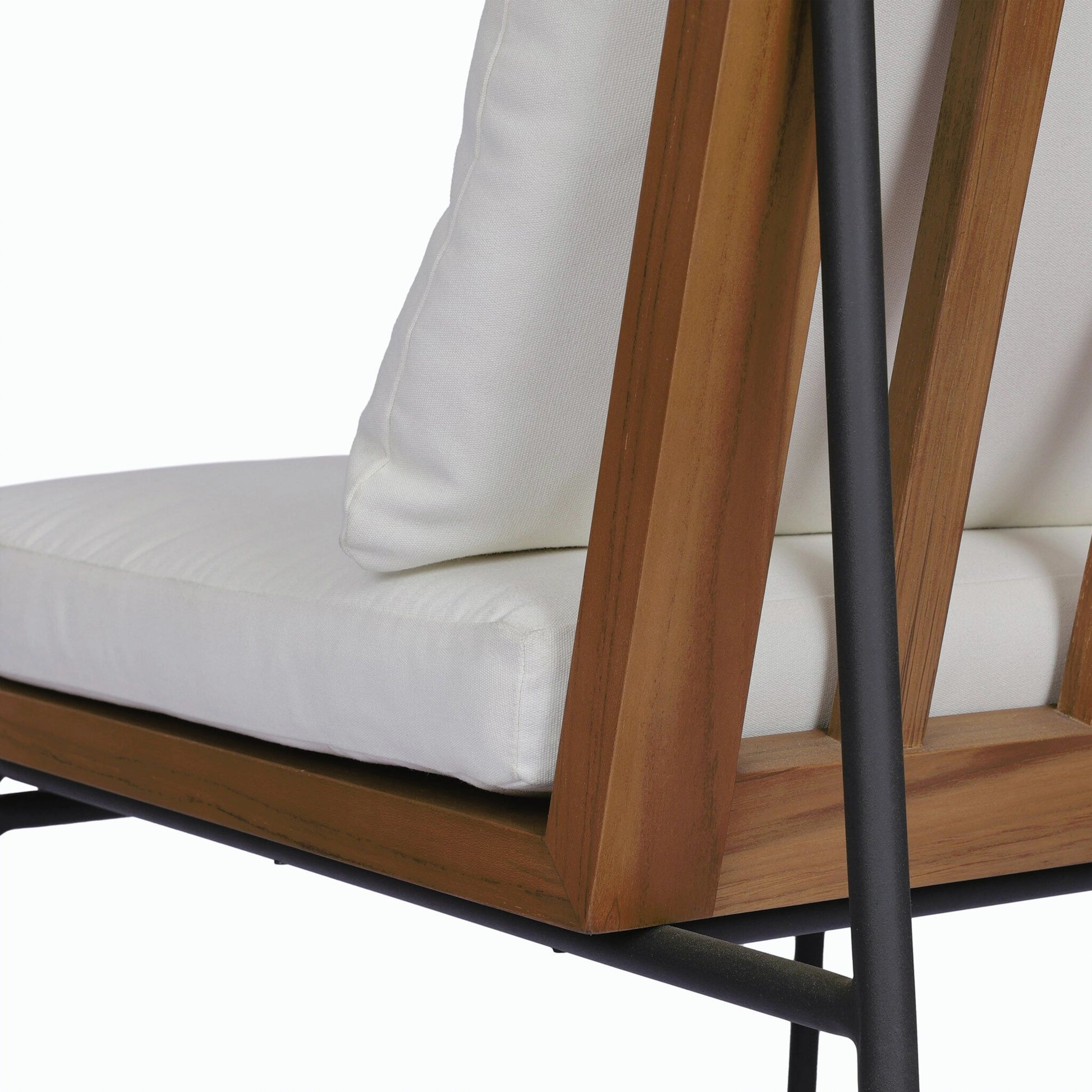 Crete Outdoor Dining Chair by Four Hands. Made from 100% acrylic, iron, solid teak in a modern style.