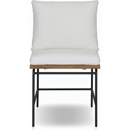 Crete Outdoor Dining Chair by Four Hands. Made from 100% acrylic, iron, solid teak in a modern style.
