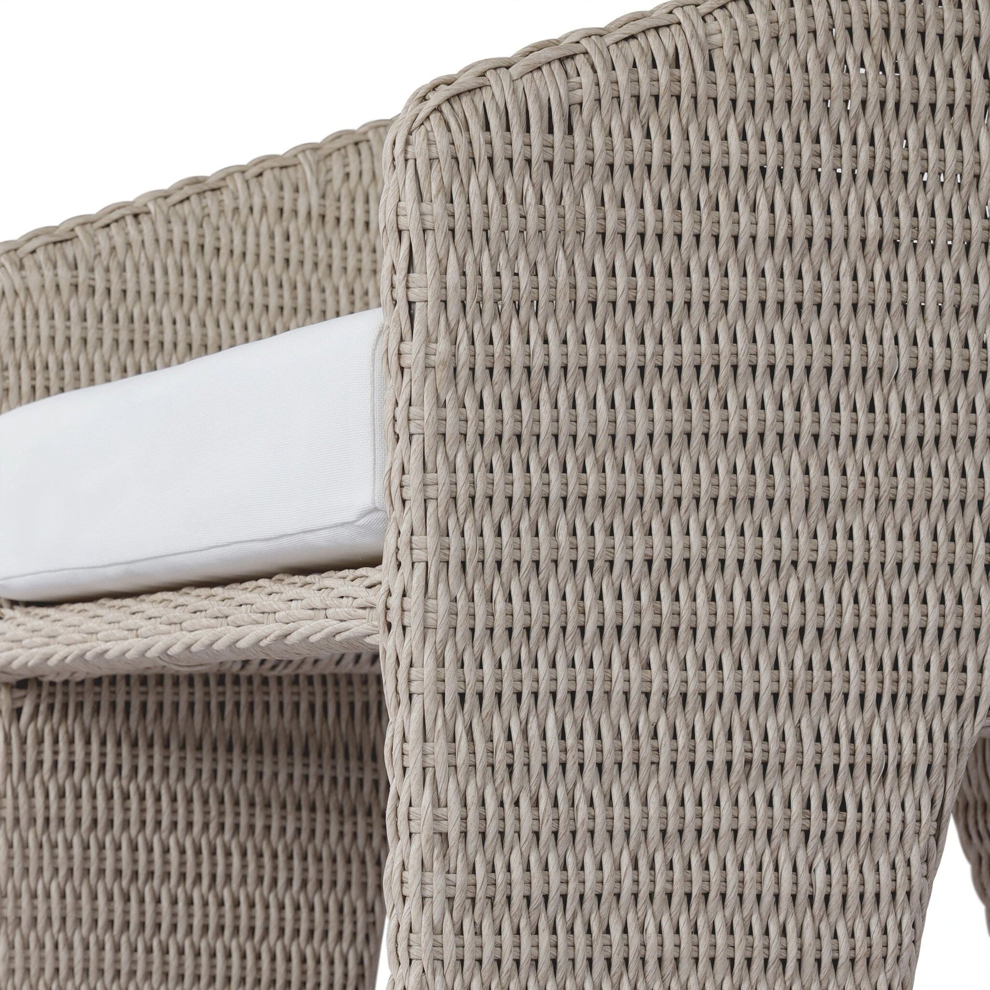 Fae Outdoor Dining Chair by Four Hands in stinson white. Made from 100% olefin, 100% polyethylene in a modern style.