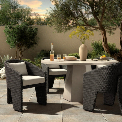 Fae Outdoor Dining Chair by Four Hands in stinson white. Made from 100% olefin, 100% polyethylene in a modern style.