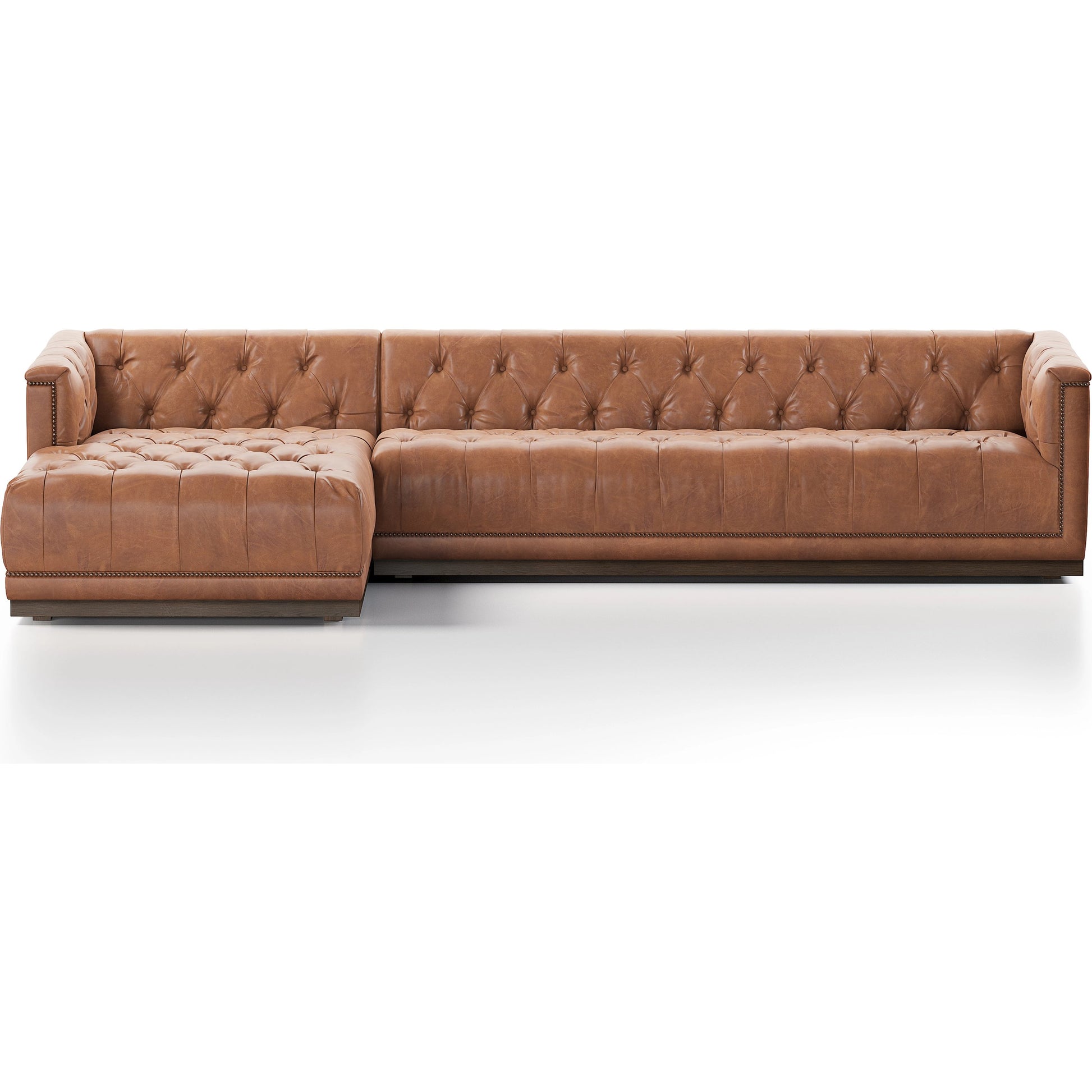 Maxx 2-Piece Sectional by Four Hands in sapphire birch. Made from 92% polyester, 5% cotton, 3% latex, solid parawood, iron in a modern style.