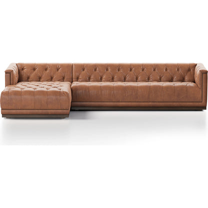 Maxx 2-Piece Sectional by Four Hands in sapphire birch. Made from 92% polyester, 5% cotton, 3% latex, solid parawood, iron in a modern style.