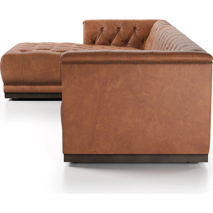 Maxx 2-Piece Sectional by Four Hands in sapphire birch. Made from 92% polyester, 5% cotton, 3% latex, solid parawood, iron in a modern style.