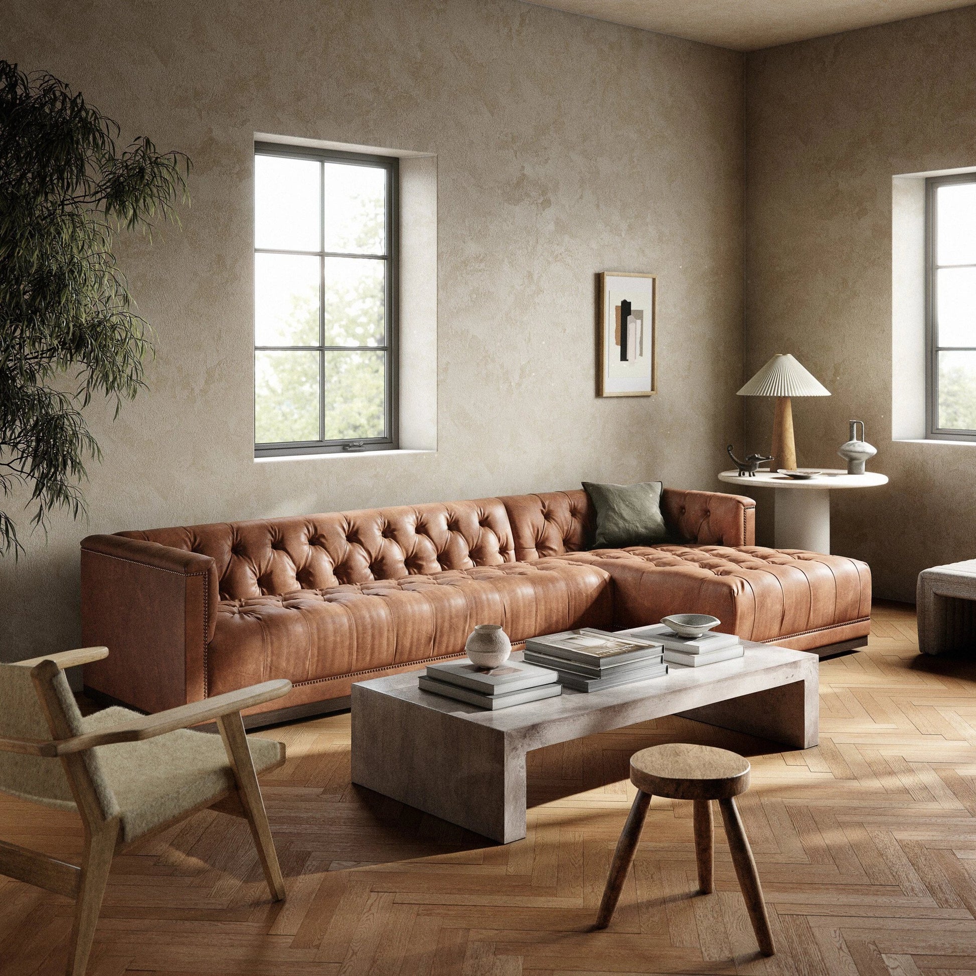 Maxx 2-Piece Sectional by Four Hands in sapphire birch. Made from 92% polyester, 5% cotton, 3% latex, solid parawood, iron in a modern style.