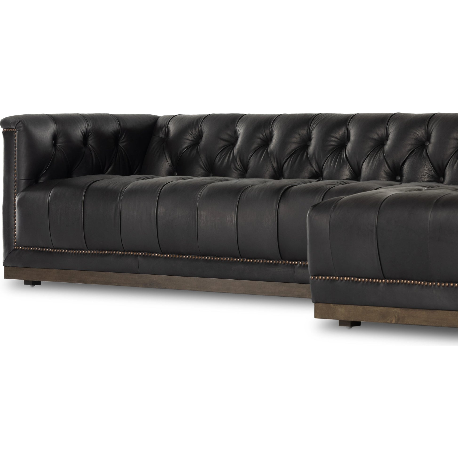 Maxx 2-Piece Sectional by Four Hands in sapphire birch. Made from 92% polyester, 5% cotton, 3% latex, solid parawood, iron in a modern style.