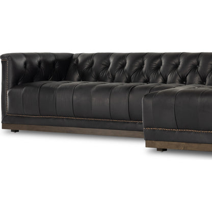 Maxx 2-Piece Sectional by Four Hands in sapphire birch. Made from 92% polyester, 5% cotton, 3% latex, solid parawood, iron in a modern style.