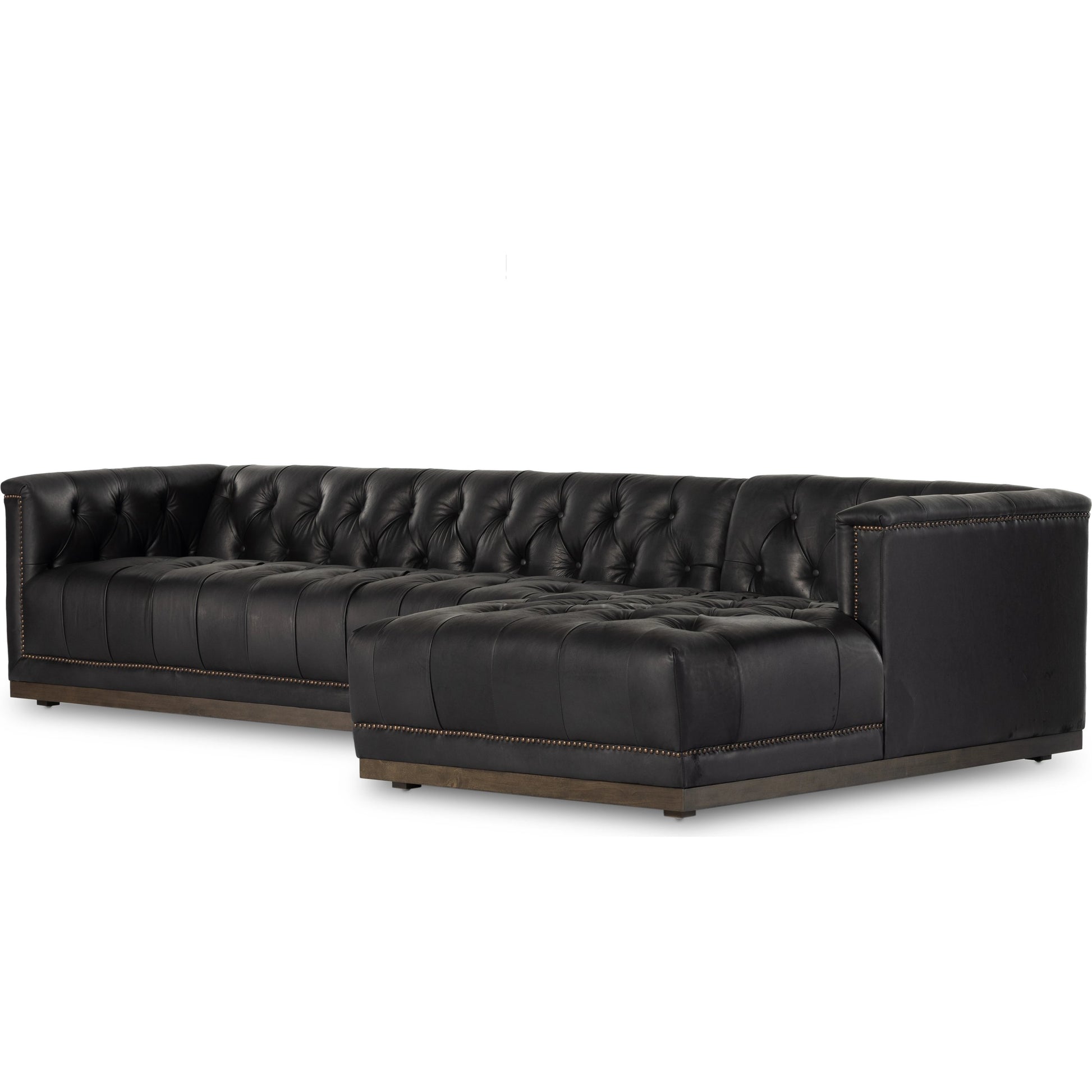 Maxx 2-Piece Sectional by Four Hands in sapphire birch. Made from 92% polyester, 5% cotton, 3% latex, solid parawood, iron in a modern style.