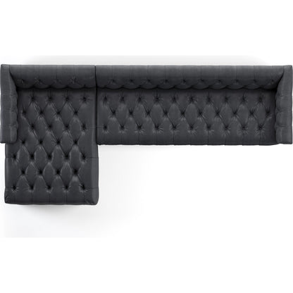 Maxx 2-Piece Sectional by Four Hands in sapphire birch. Made from 92% polyester, 5% cotton, 3% latex, solid parawood, iron in a modern style.