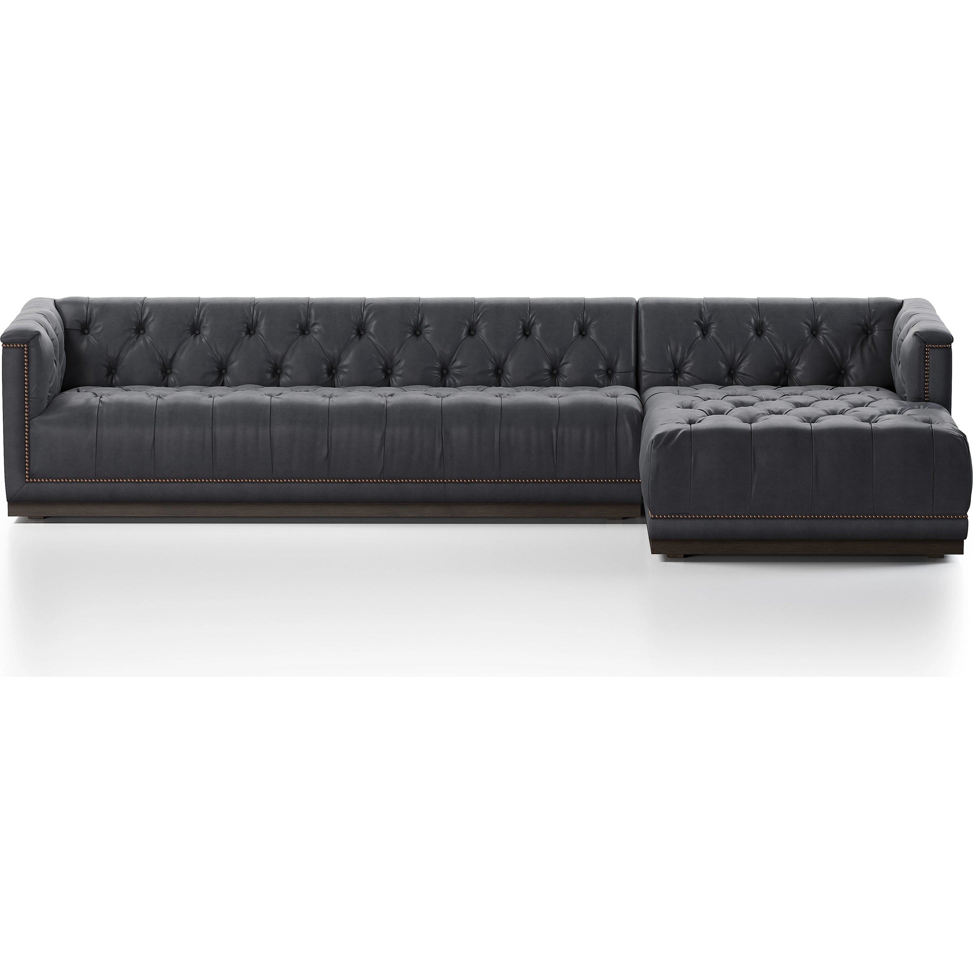 Maxx 2-Piece Sectional by Four Hands in sapphire birch. Made from 92% polyester, 5% cotton, 3% latex, solid parawood, iron in a modern style.