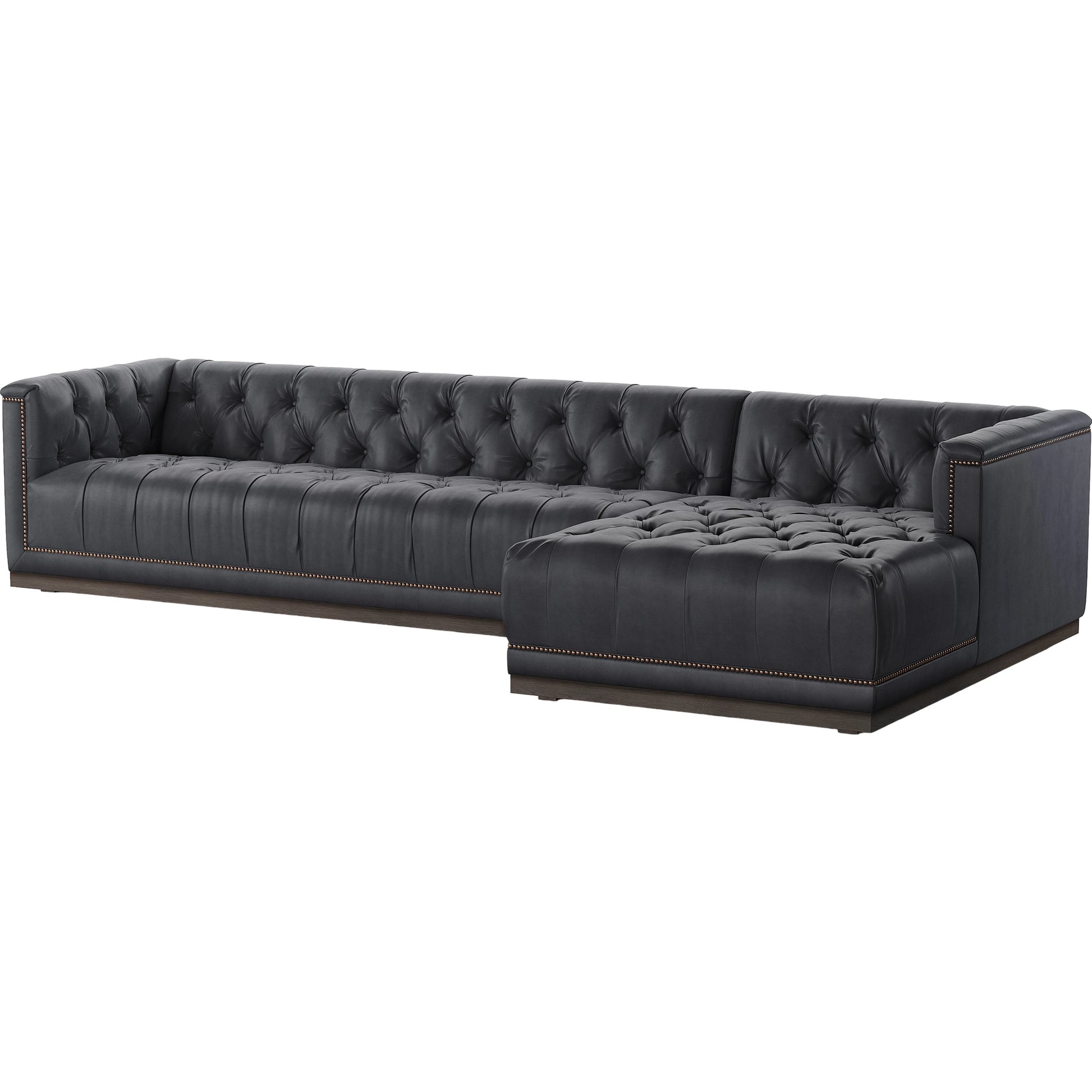 Maxx 2-Piece Sectional by Four Hands in sapphire birch. Made from 92% polyester, 5% cotton, 3% latex, solid parawood, iron in a modern style.