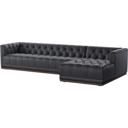 Maxx 2-Piece Sectional by Four Hands in sapphire birch. Made from 92% polyester, 5% cotton, 3% latex, solid parawood, iron in a modern style.