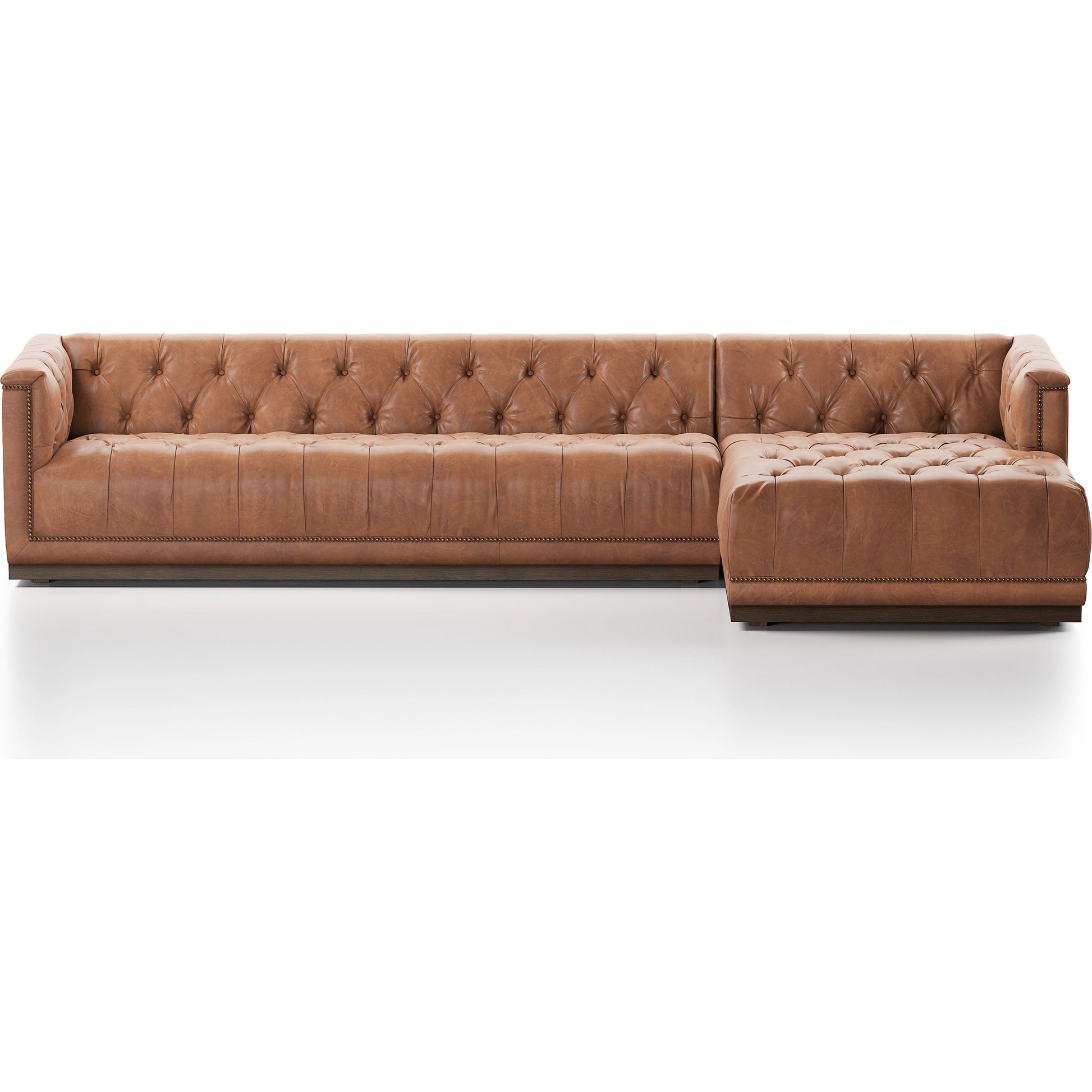 Maxx 2-Piece Sectional by Four Hands in sapphire birch. Made from 92% polyester, 5% cotton, 3% latex, solid parawood, iron in a modern style.