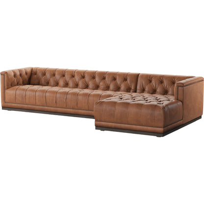 Maxx 2-Piece Sectional by Four Hands in sapphire birch. Made from 92% polyester, 5% cotton, 3% latex, solid parawood, iron in a modern style.