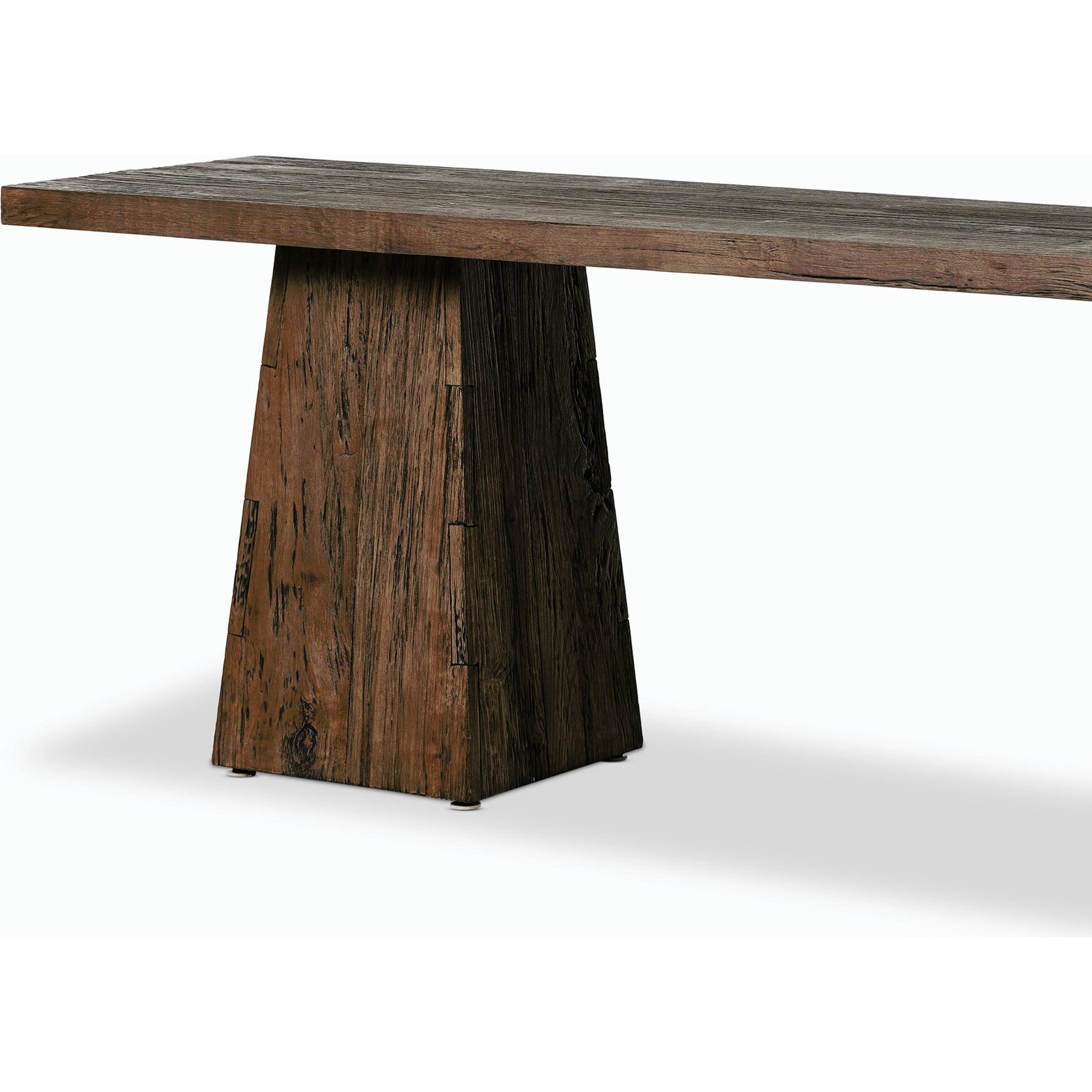 Atlas Console Table by Four Hands in smoked alder. Made from resawn alder, engineered hardwood in a modern style.