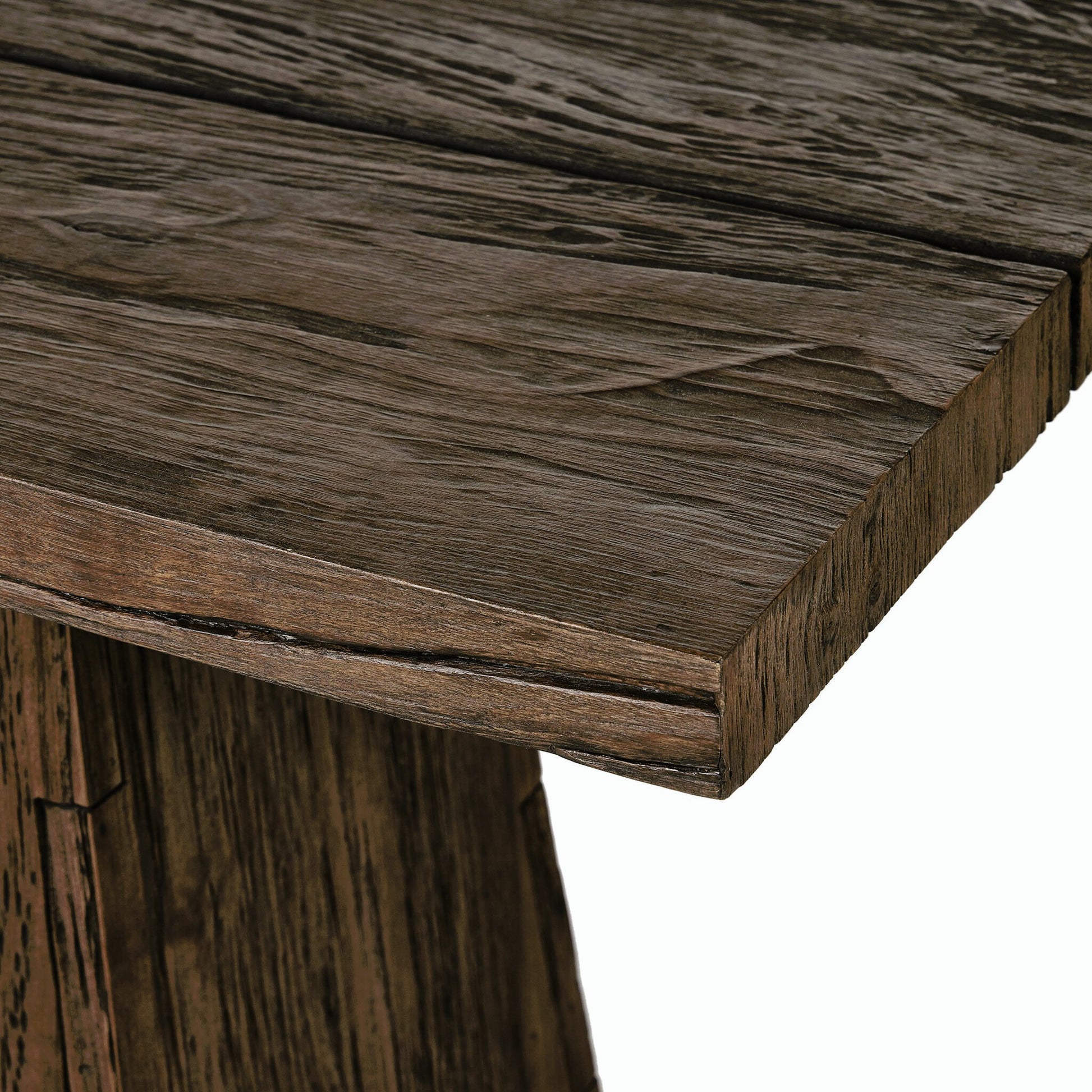Atlas Console Table by Four Hands in smoked alder. Made from resawn alder, engineered hardwood in a modern style.