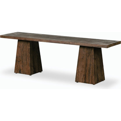 Atlas Console Table by Four Hands in smoked alder. Made from resawn alder, engineered hardwood in a modern style.