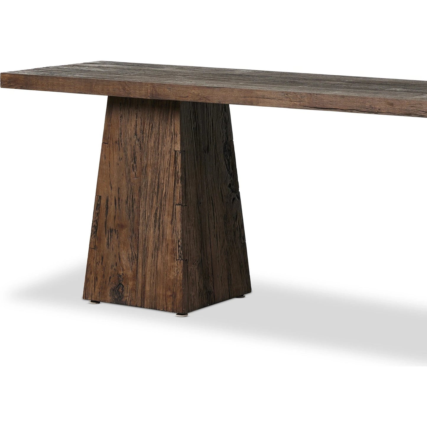 006 SI-2137188 | Closeup | Atlas Console Table by Four Hands in smoked alder. Made from resawn alder, engineered hardwood in a modern style.