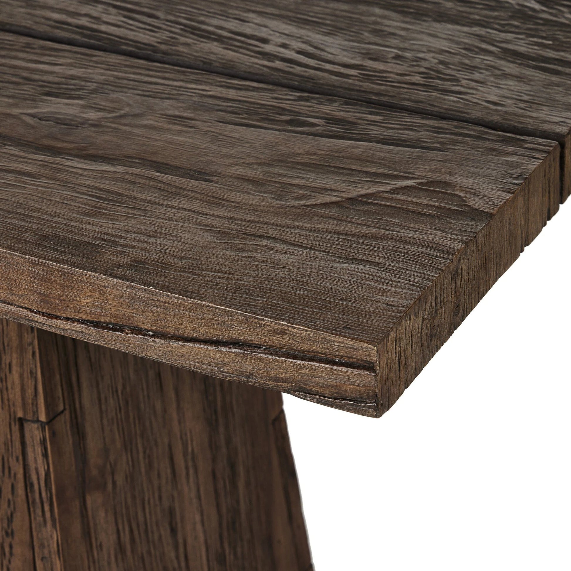 Atlas Console Table by Four Hands in smoked alder. Made from resawn alder, engineered hardwood in a modern style.
