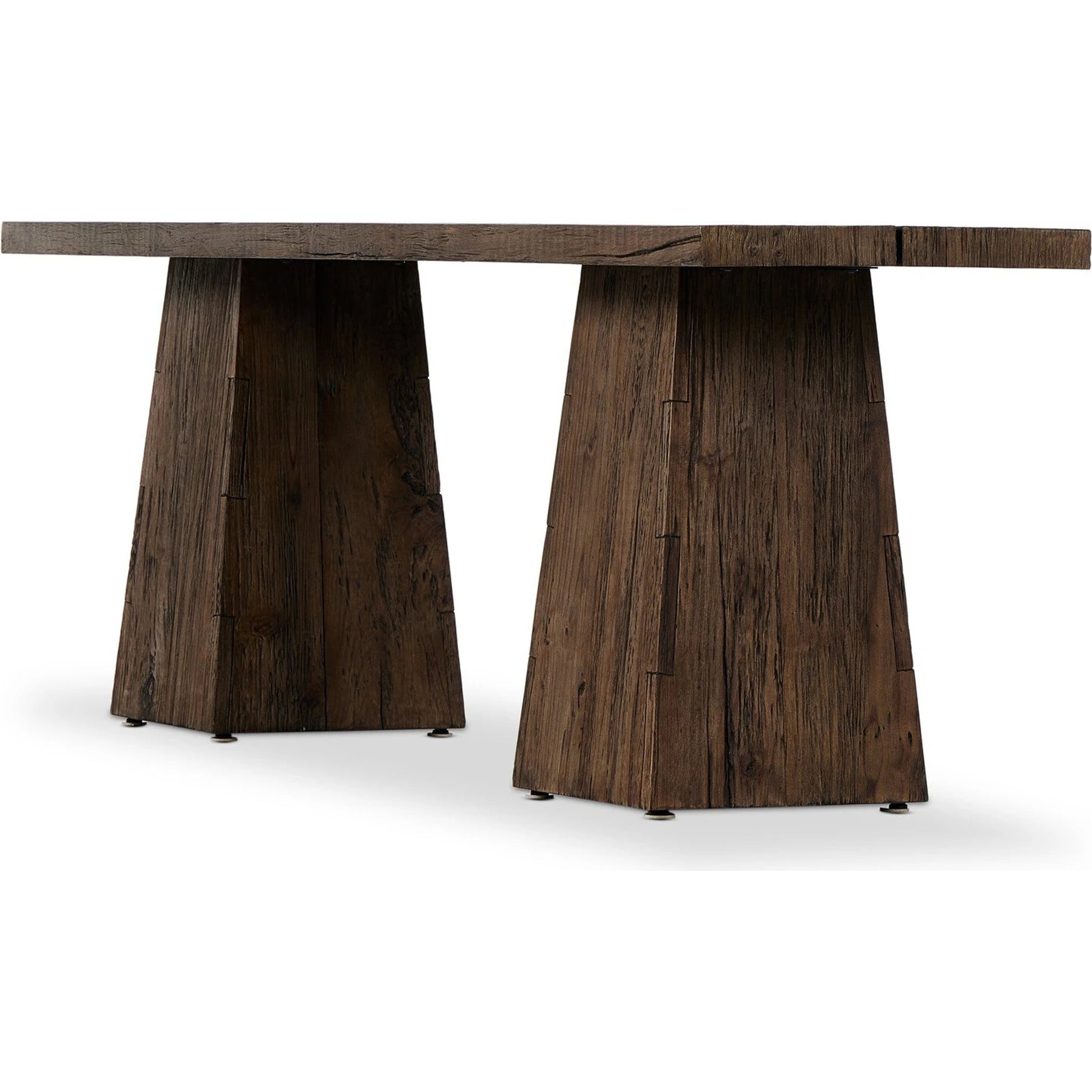 Atlas Console Table by Four Hands in smoked alder. Made from resawn alder, engineered hardwood in a modern style.
