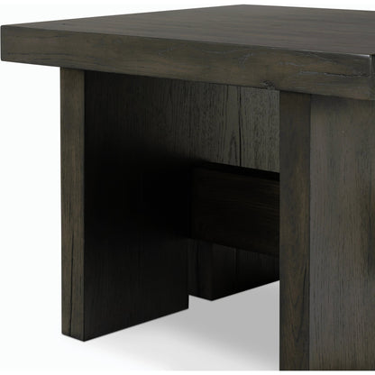 Isaac End Table by Four Hands. Made from thick oak veneer, solid oak in a modern style.